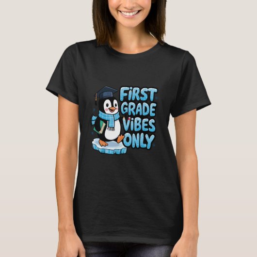 1年生のバイブのみ – 明るいペンギン戻る Tシャツ (正面)
