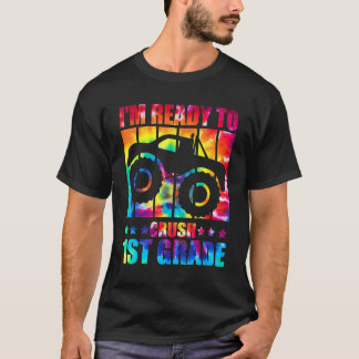 1年生のモンスタートラックの絞り染めを潰す準備ができている Tシャツ