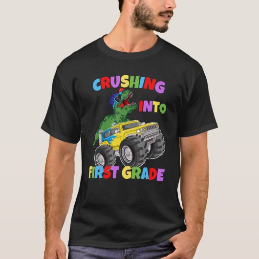 1年生のモンスタートラック恐竜レックスに粉砕 Tシャツ (正面)