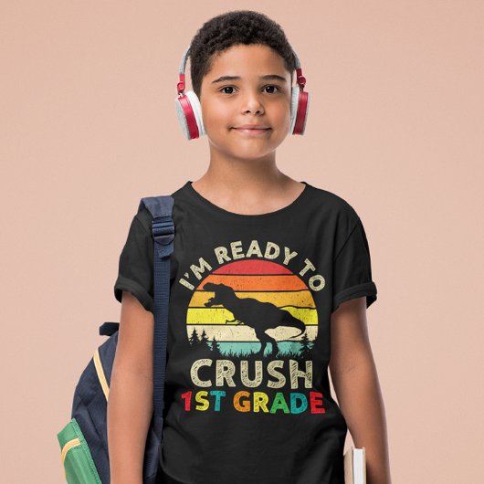 1年生のレトロ恐竜を粉砕する準備ができている Tシャツ