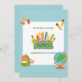 1年生の先生が1日目に就学おめでとう  サンキューカード (正面/裏面)