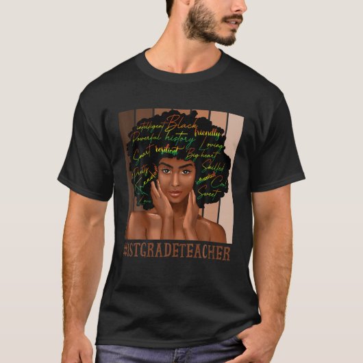 1年生の先生アフロアフリカ系アメリカ人女性ブラック Tシャツ (正面)