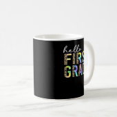 1年生の先生シャツ、絞り染めヒョウHello Fir コーヒーマグカップ (正面右)