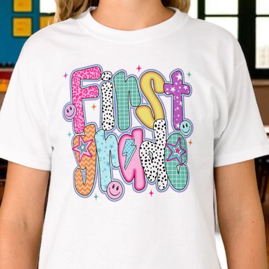 1年生の初登校日にぴったりなキュートな女の子向けデザイン Tシャツ