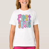1年生の初登校日にぴったりなキュートな女の子向けデザイン Tシャツ (正面)