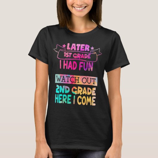 1年生の子供の学校の最後の日先生時計 Tシャツ (正面)