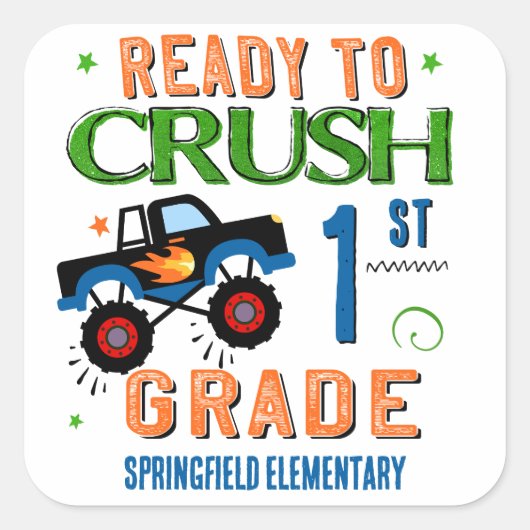 1年生の学校を潰す準備ができている スクエアシール (正面)