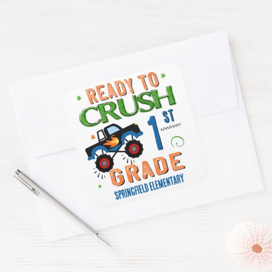 1年生の学校を潰す準備ができている スクエアシール (封筒)