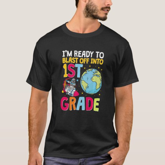 1年生の宇宙飛行士に爆破する準備ができている宇宙 Tシャツ (正面)