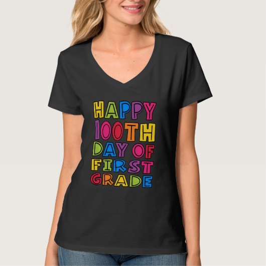 1年生の幸せな100日目の先生子供の勉強 Tシャツ (正面)
