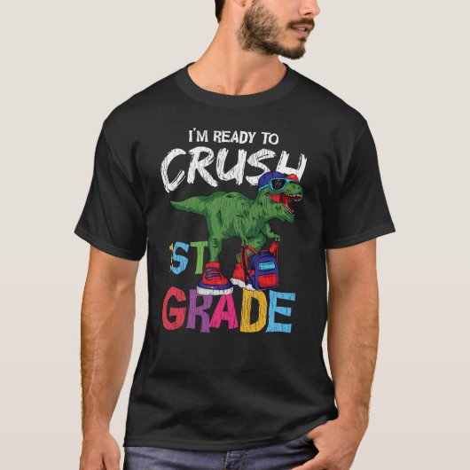 1年生の恐竜の学校用品のギフト Tシャツ (正面)