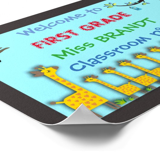 1年生の教室の看板、先生名、フレーム ポスター (角)