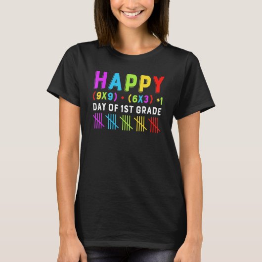 1年生の数式のハッピー100日目先生 Tシャツ (正面)