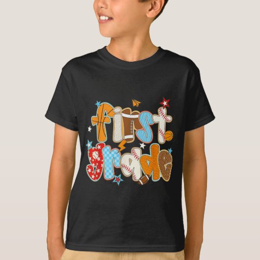 1年生の新学期 野球 バスケットボール プレップ Tシャツ (正面)
