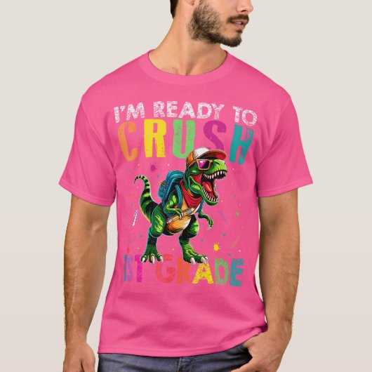 1年生の新学期Tレックスを粉砕する Tシャツ (正面)