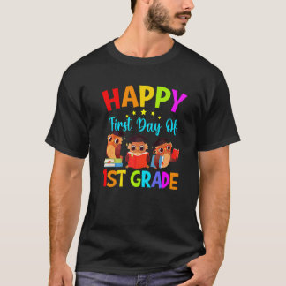 1年生の最初の日の先生 かわいいフクロウ 小学校の先生 Tシャツ