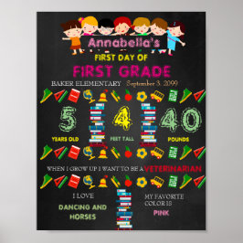 1年生の最初の日SIGN GIRL，ブラック&カラー ポスター