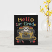 1年生の最初の日Sloth新学期Kids T カード (黄色い花)