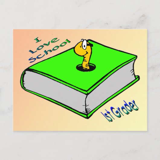 1年生の本虫 – 私は学校が好き ポストカード (正面)