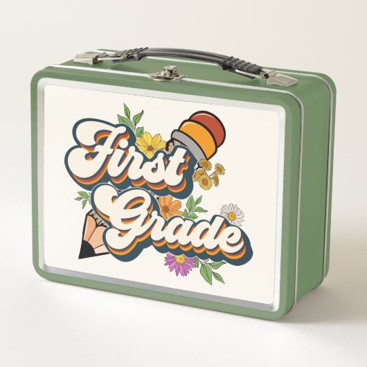 1年生の花と鉛筆 メタルランチボックス (正面)