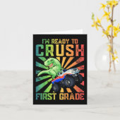 1年生のT型をクラッシュする準備ができている子供 カード (黄色い花)