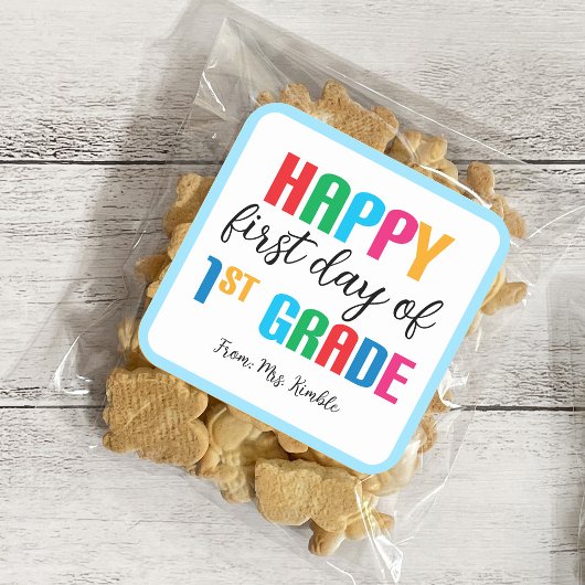 1年生カラフルの学校のステッカー(Square) スクエアシール