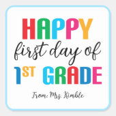 1年生カラフルの学校のステッカー(Square) スクエアシール (正面)