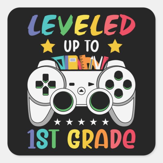 1年生ゲーマー 初めての学校 ギフト スクエアシール (正面)