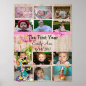 1年生パーソナライズされたコラージュベビー写真ポスター ポスター (正面)