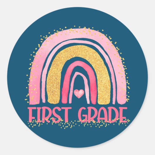 1年生レインボーウォーターカラー先生キッズバック ラウンドシール (正面)