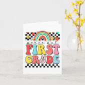 1年生レトロでカッコいい！学校最後の日おめでとう カード (黄色い花)