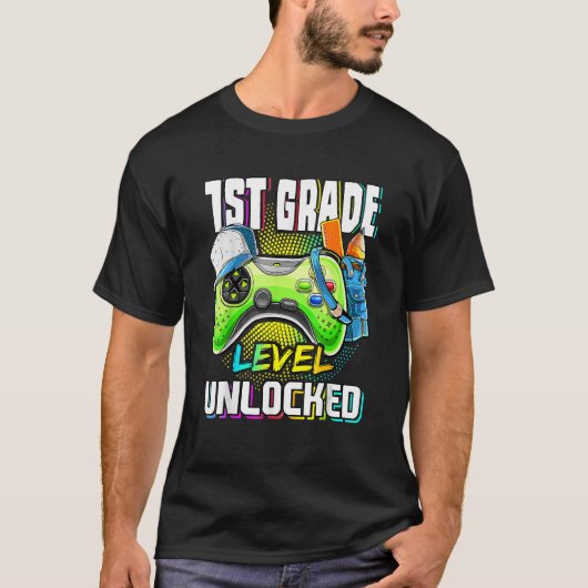 1年生レベル解除ビデオゲーム新学期 Tシャツ (正面)