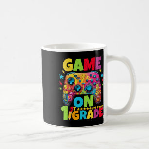 1年生レベル解除済みゲーマー ピクセル式チェック柄Tシャツ 学校 コーヒーマグカップ