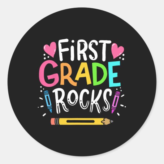 1年生先生ギフト1年生ロック ラウンドシール (正面)