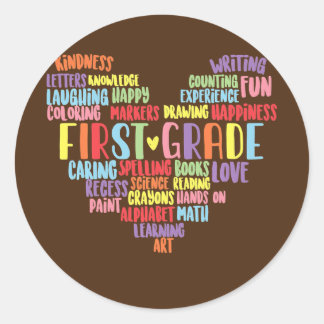 1年生先生語ハート ラウンドシール