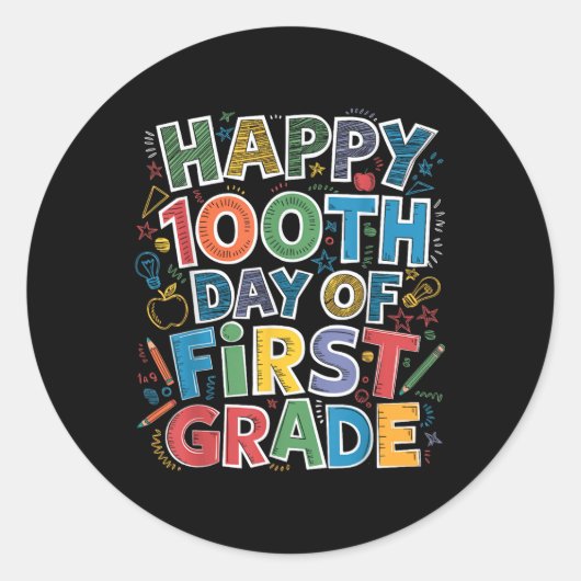 1年生日100先生100年生 ラウンドシール (正面)