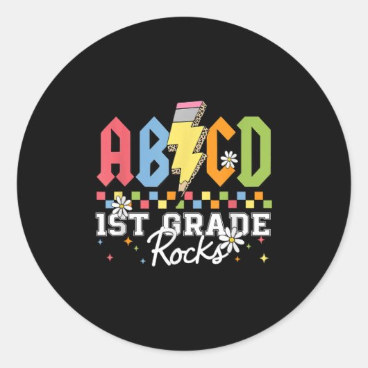 1年生最高！ ABCD 学校復帰 おもしろロックティー ラウンドシール (正面)