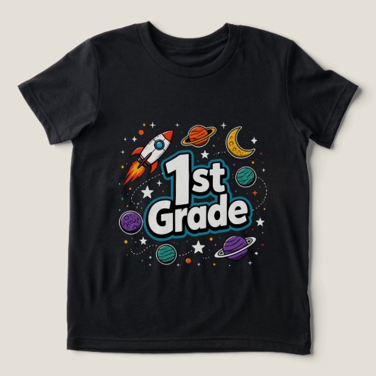 1年生 宇宙 ロケット 惑星 トライブレンドTシャツ (デザイン正面)