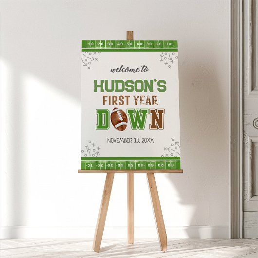 1年目のサッカーの最初の誕生日のウェルカムサイン ポスター