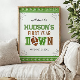 1年目のサッカーの最初の誕生日のウェルカムサイン ポスター