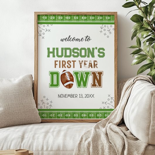 1年目のサッカーの最初の誕生日のウェルカムサイン ポスター