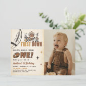 1年目のサッカーの最初の誕生日の写真 招待状 (スタンド正面)