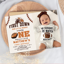 1年目のサッカーの最初の誕生日の写真 招待状