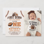 1年目のサッカーの最初の誕生日の写真 招待状 (正面)