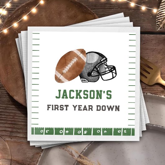 1年目のサッカーの誕生日パーティナプキンス スタンダードカクテルナプキン