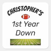 1年目のサッカー少年の誕生日 スクエアシール (正面)