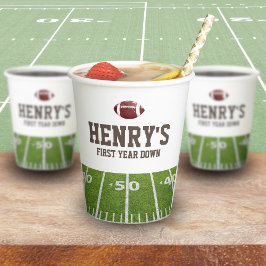 1年目のサッカー少年の誕生日 紙コップ