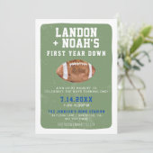 1年目のサッカー、双子の1歳の誕生日パーティー 招待状 (スタンド正面)