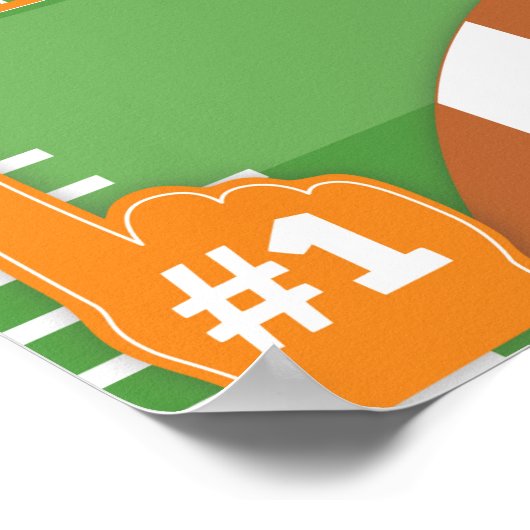 1年目のダウンオレンジサッカー1番目の誕生日フォーム ポスター (角)