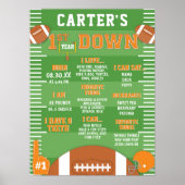 1年目のダウンオレンジサッカー1番目の誕生日フォーム ポスター (正面)